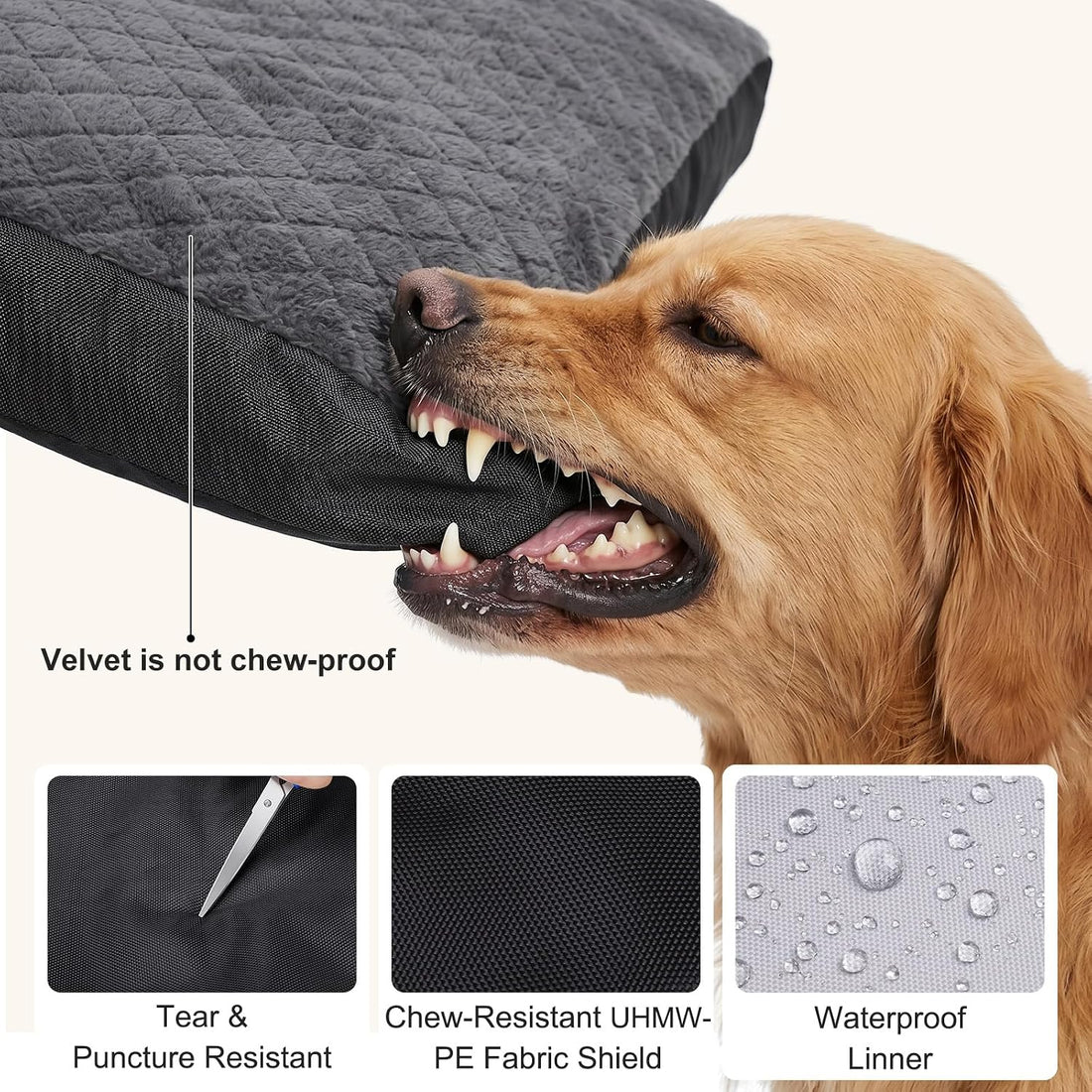 GASUR Indestructible Chew-Proof Dog Bed for Large Dogs