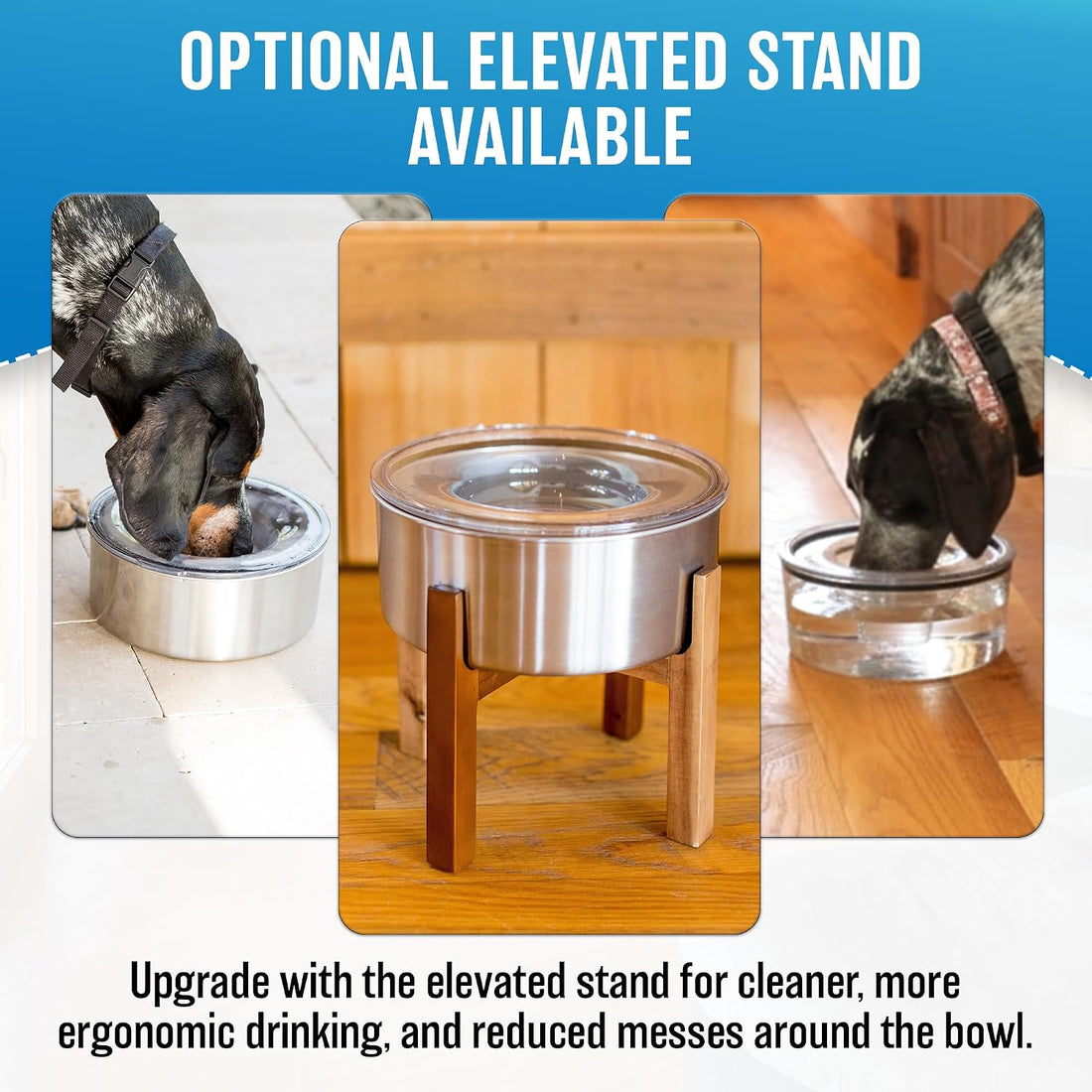 Slopper Stopper Tritan Plastic Dripless Water Bowl with Lid