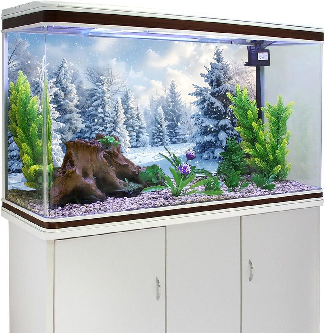 Fish Tank Background 36x18 Inch Winter Snow Scene Aquarium Decor