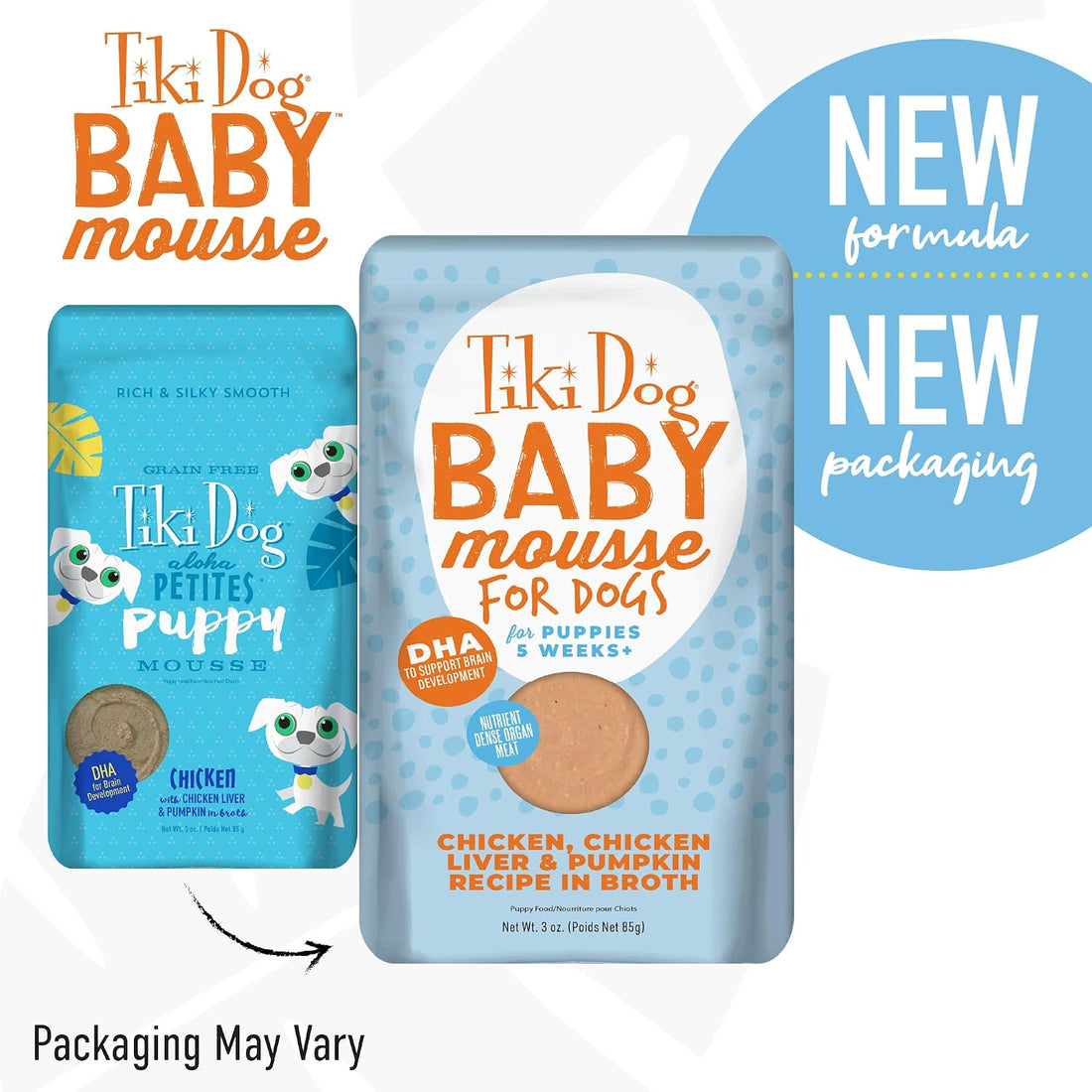 Tiki Dog Baby Mousse Wet Dog Food for Puppies, Chicken, 3oz, 12ct