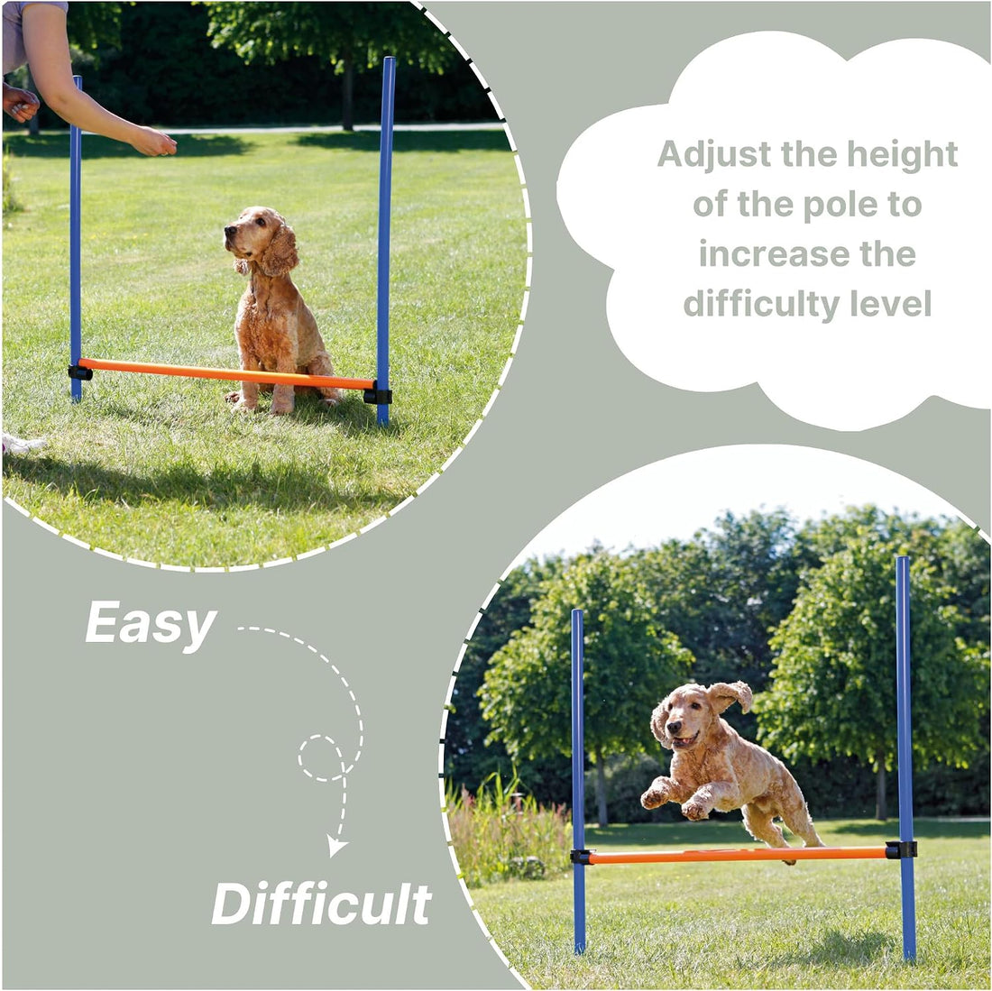 TRIXIE Dog Agility Hurdle with Height Adjustable Crossbar