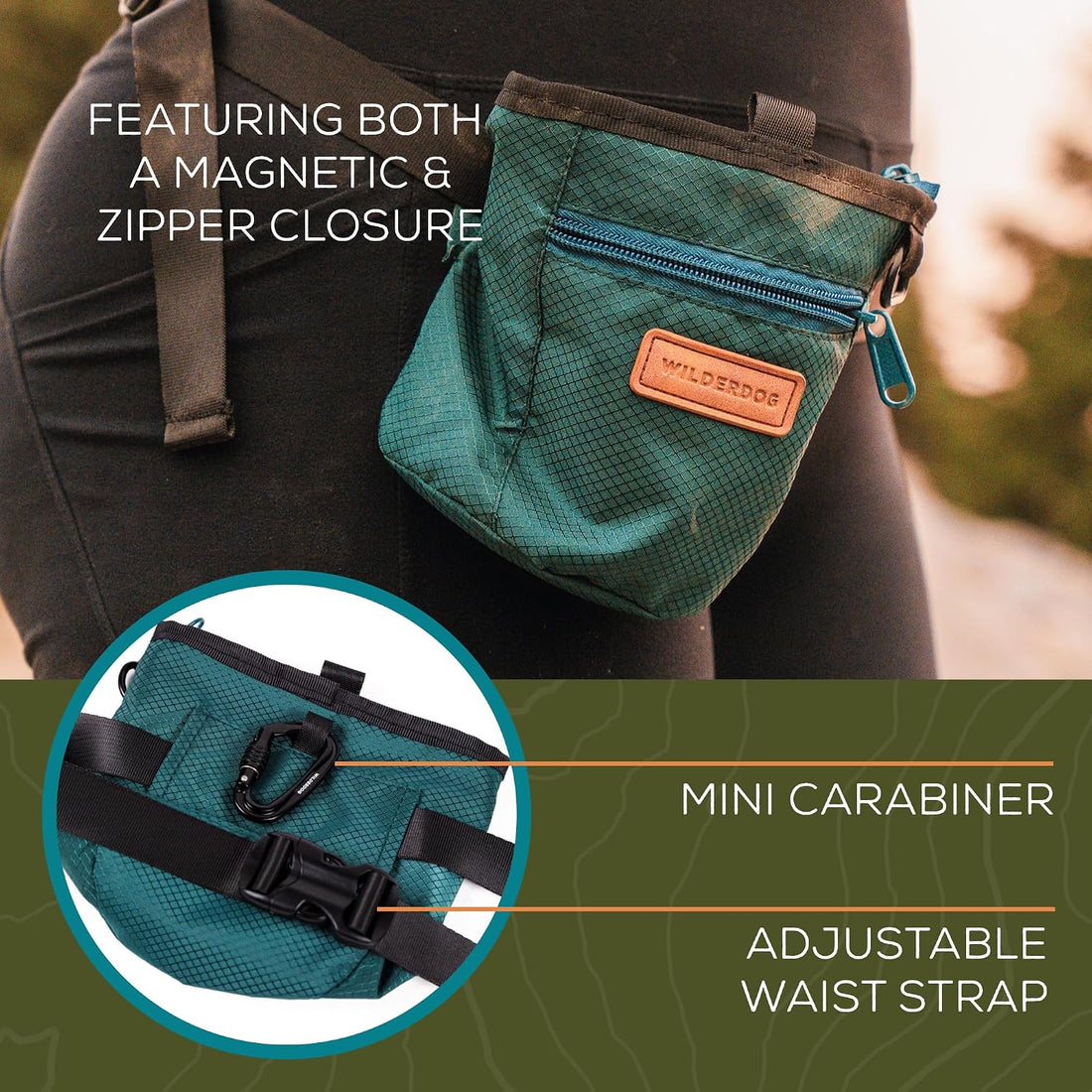 Wilderdog Dog Training Treat Pouch with Magnetic and Zipper Closure