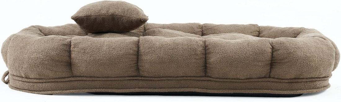 Merax 68.9" Plush Convertible Floor Sofa, Adjustable Pet Bed