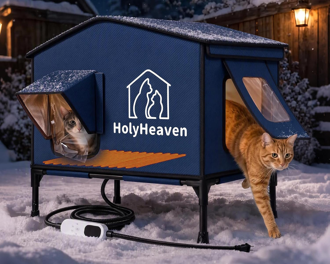 Extra Large PU Leather Heated Cat House for Outside