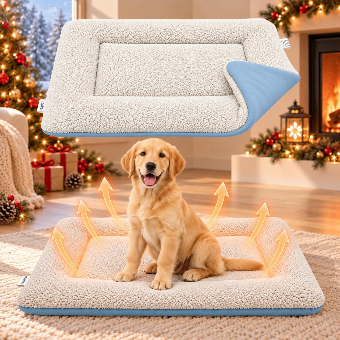 Dog Crate Pad 35" x 24" Self Warming Pet Bed for Medium Dogs, Gray