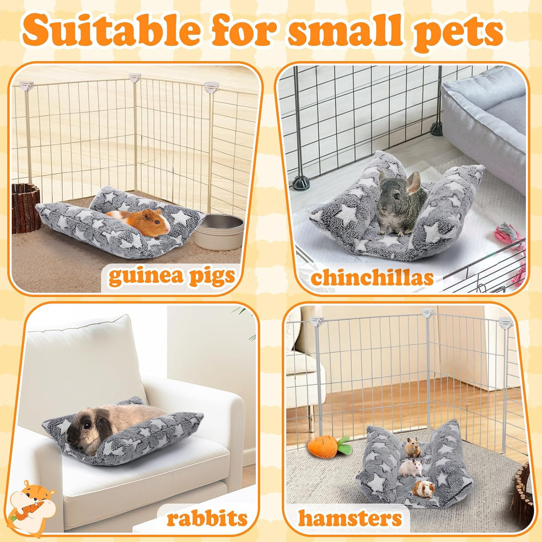 MEWTOGO 15.7" x 14" Bunny Bed for Rabbit Cage, Thickened & Soft