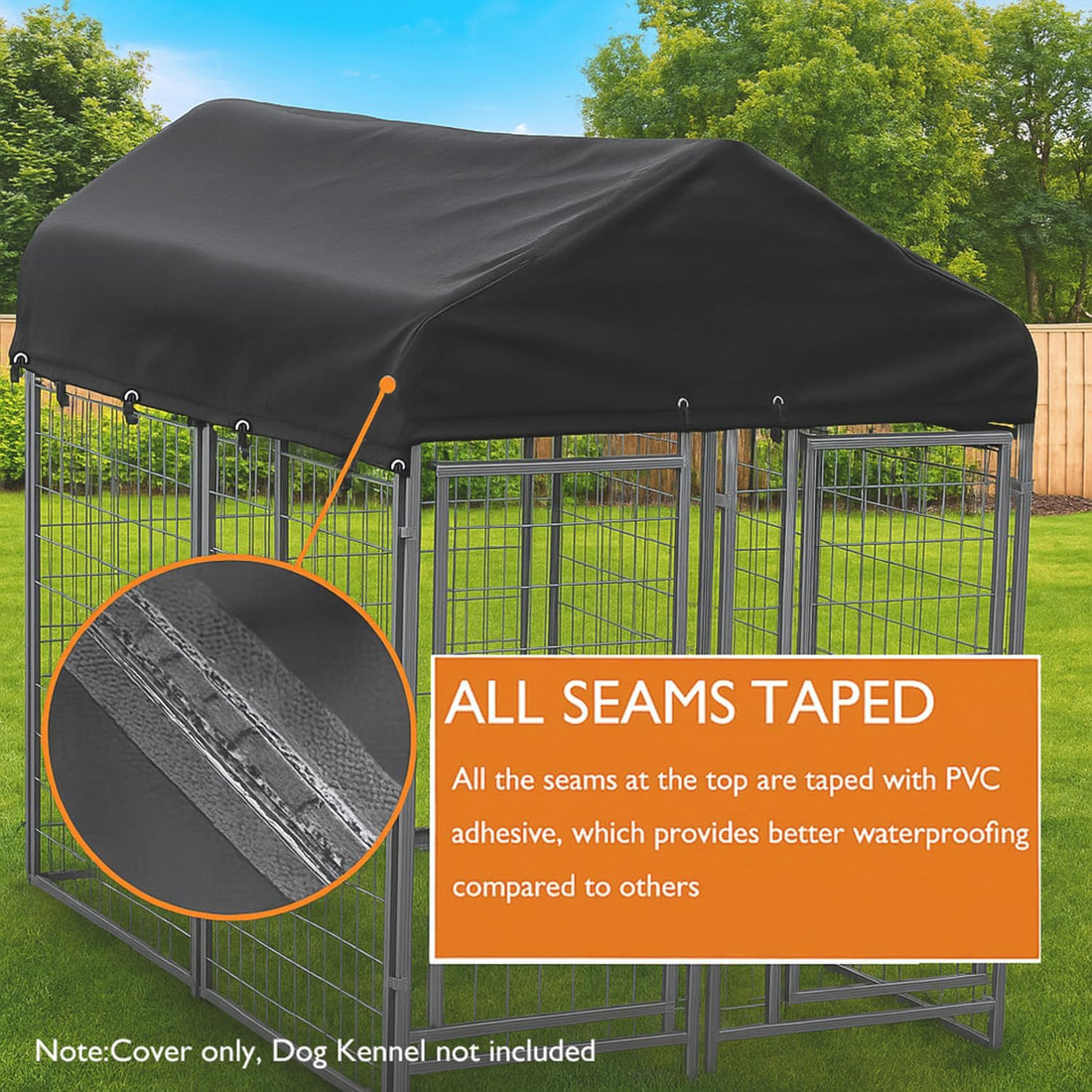 Outdoor Dog Kennel Cover 8'Dx4'W UV Resistant Waterproof Full