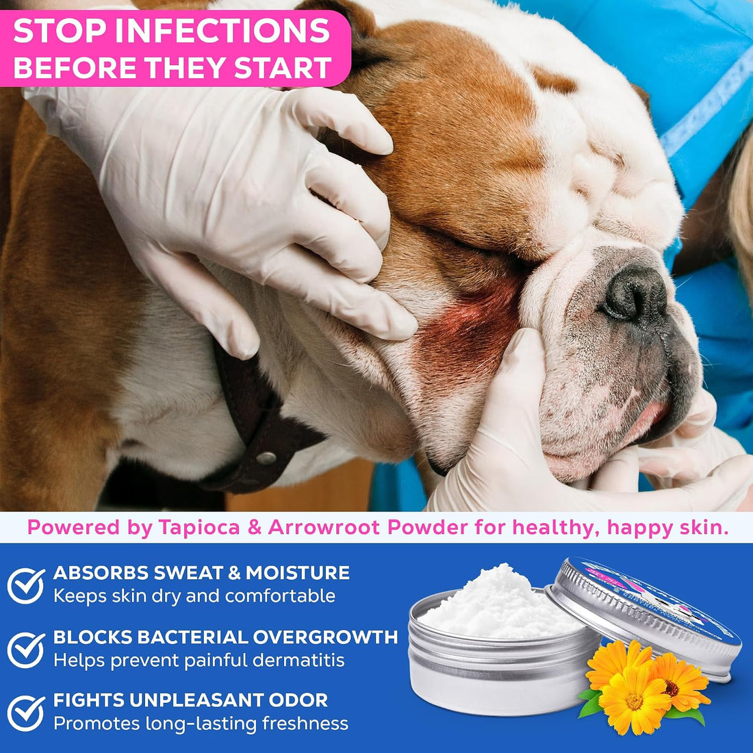 Bulldog Wrinkle Care Powder, Moisture & Odor Control, 50 g