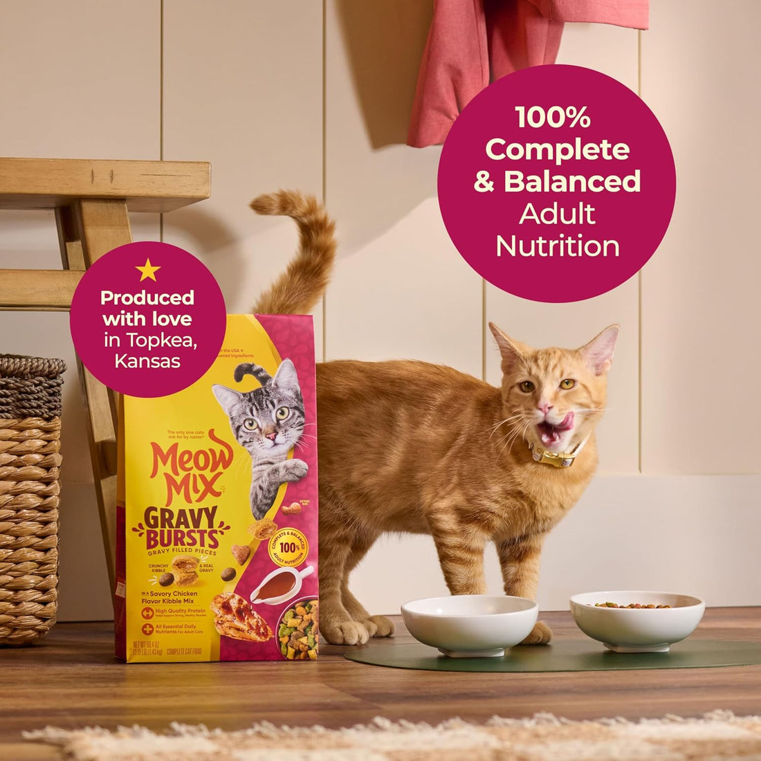 Meow Mix Gravy Bursts, Dry Cat Food, Savory Chicken Flavor