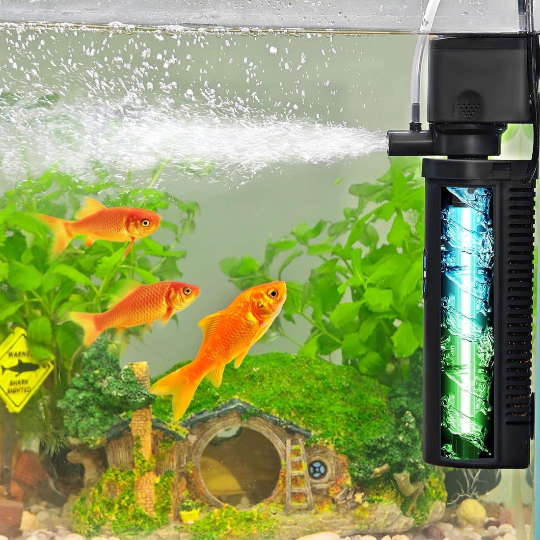 COOSPIDER Aquarium Filter with 6W U-V Light 158GPH for 10-45 Gallon