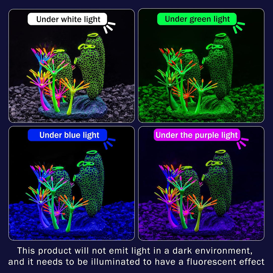 Glow-in-the-Dark Silicone Coral Aquarium Decor Blue