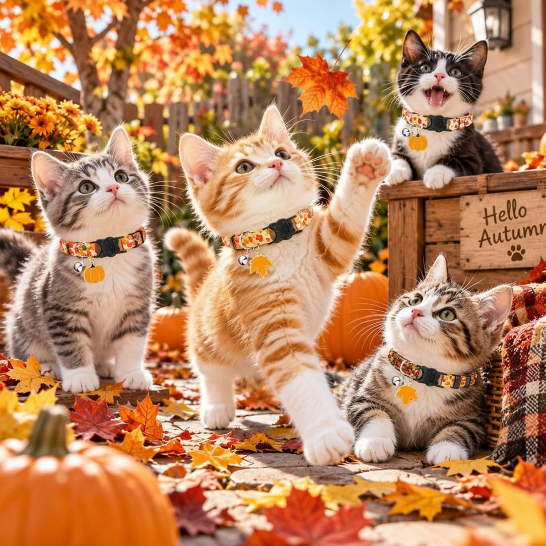 Sanwuta 8 Pcs Halloween Cat Collars Breakaway with Bell