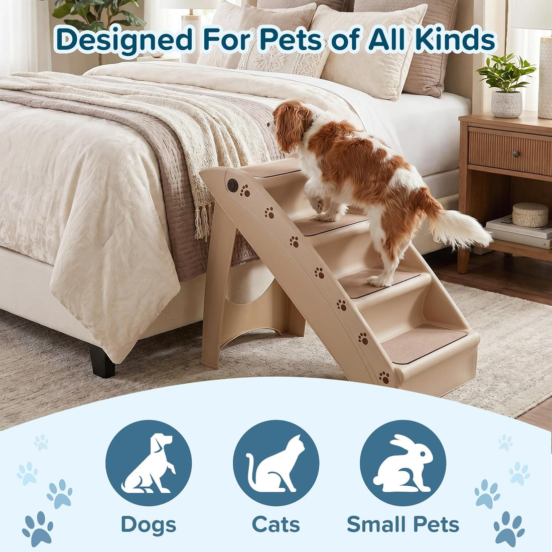 Pet Stairs - Home and Vehicle Foldable Nonslip Dog Steps with 4-Step