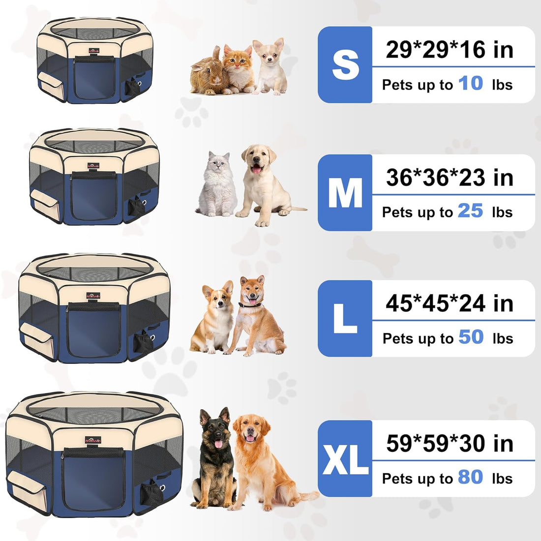Aivituvin Dog Playpen, Foldable Pet Play Pens with Carrying Bag