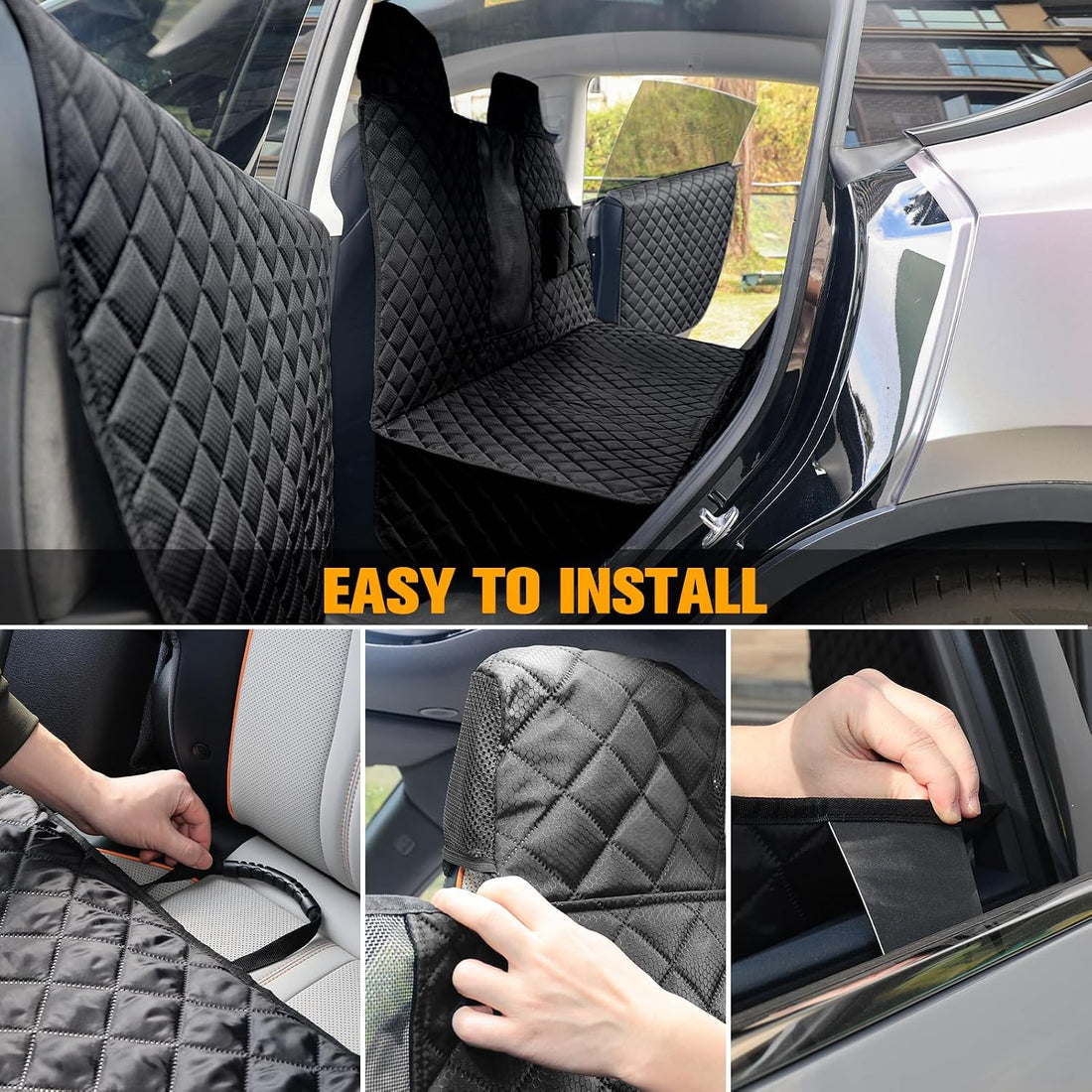 PETICON Dog Seat Cover for Tesla Model 3 & Y Back Seat + 2 Door