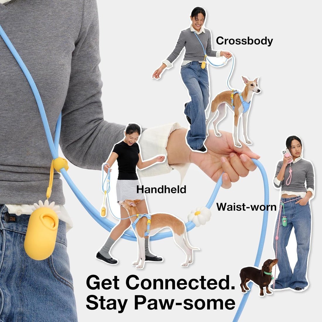 VETRESKA Crossbody Hands Free Dog Leash, 5FT Adjustable Leash (Coffee)