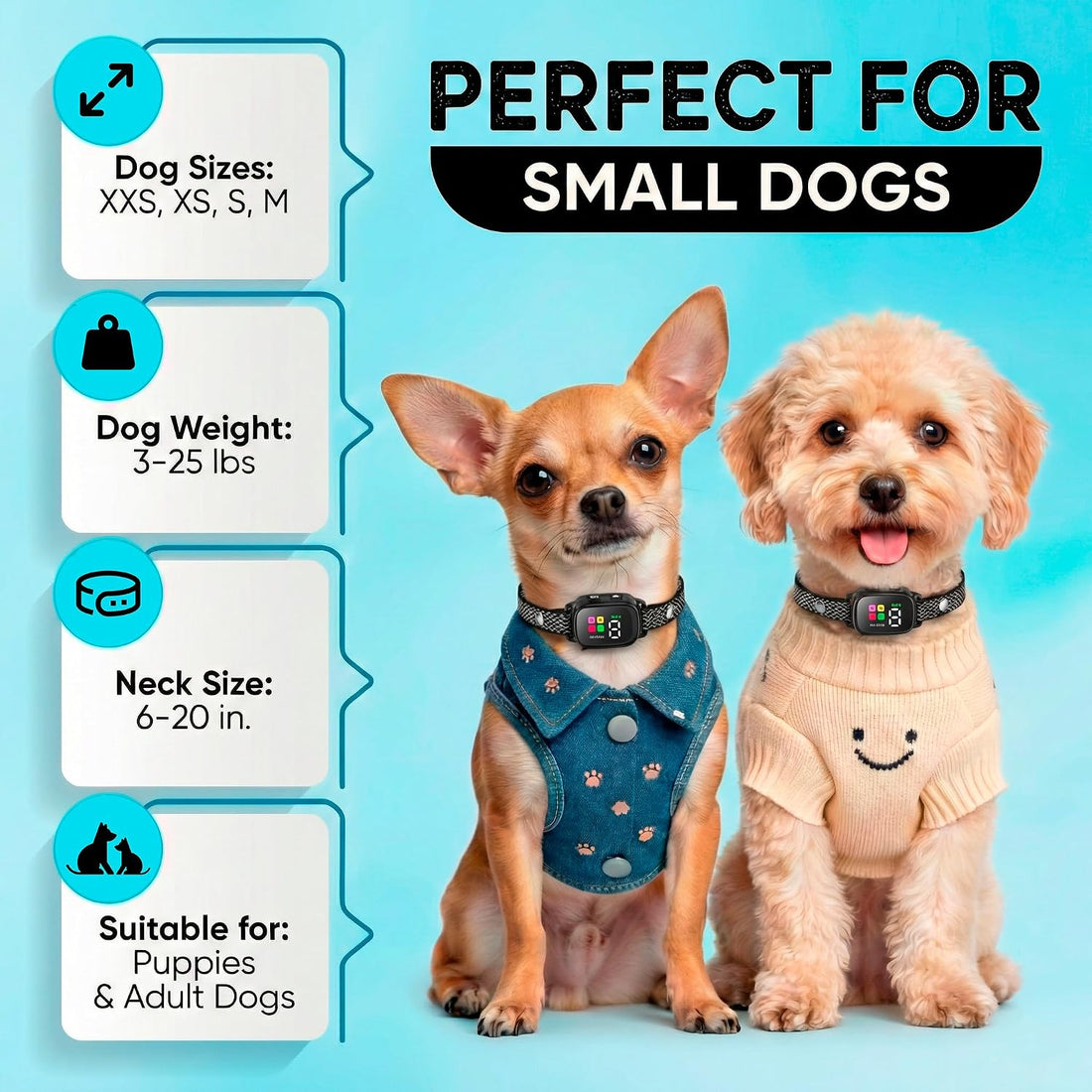 Tiny Bark Collar for Small Dogs 5-15 lbs and Puppies