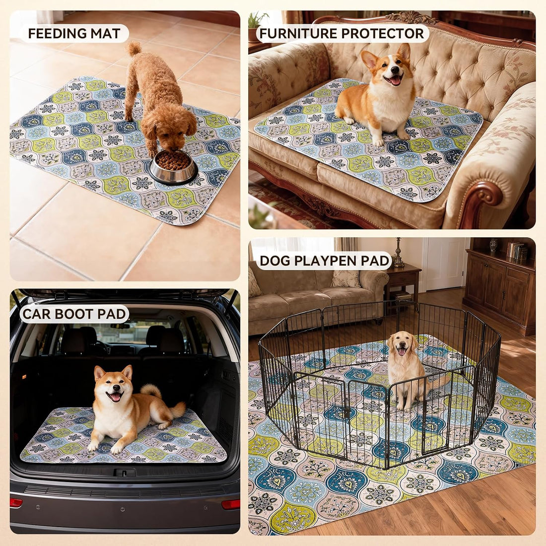 Washable Pee Pads for Dogs, Stylish Absorbent Reusable Training Dog