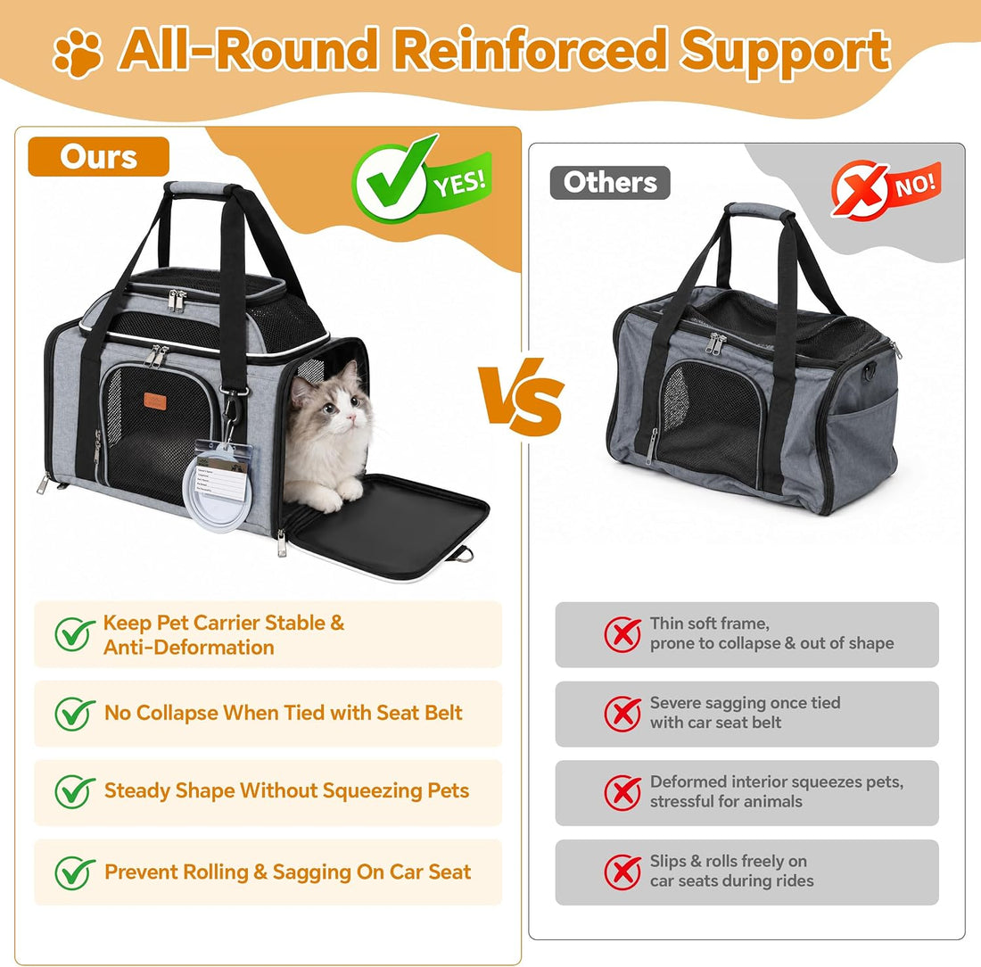 Expandable Top Pet Carrier 18x11x11 Inches, for Cats & Small Dogs
