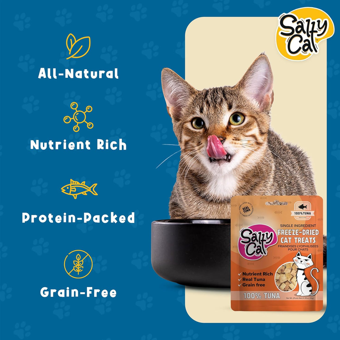 Salty Cat Freeze Dried Tuna cat Treats, 100% Wild-Caught Tuna, 10 g