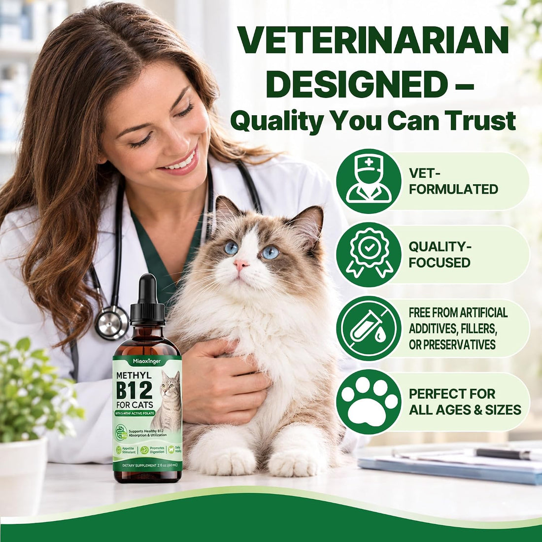 Vitamin B12 for Cats|Superior Methylcobalamin|Developed for B12