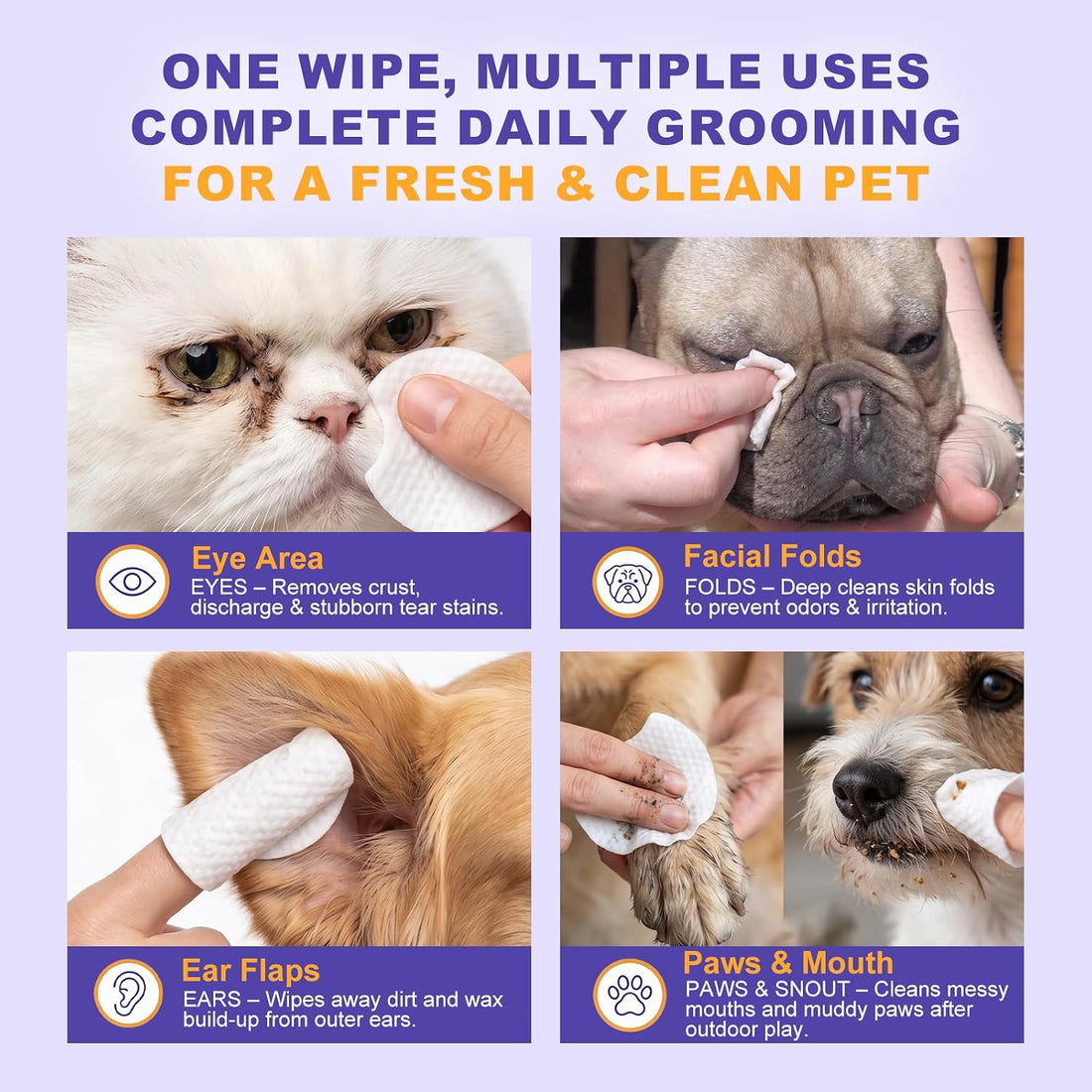 Tear Stain Remover Wipes for Dogs & Cats