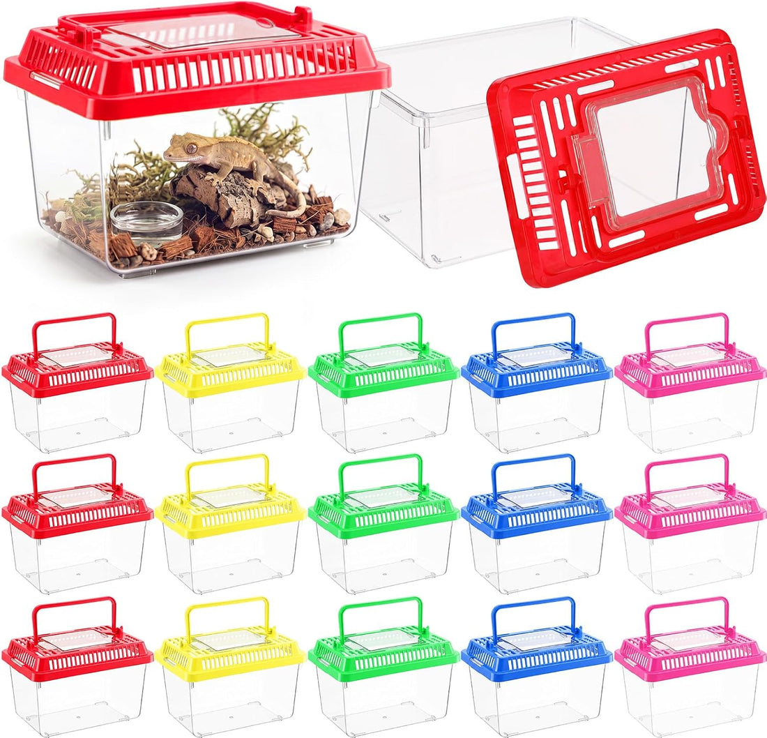 LemonRoad 25 Pcs Plastic Reptile Terrariums,Classic,5.1x3.5x3.5 Inch