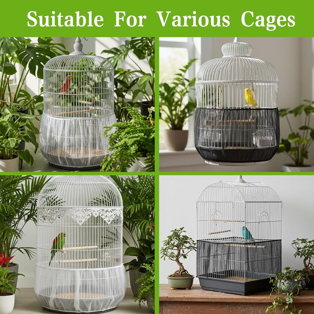 2 Pcs Seed Catcher for Bird Cage,Bird Cage Netting Seed Catcher
