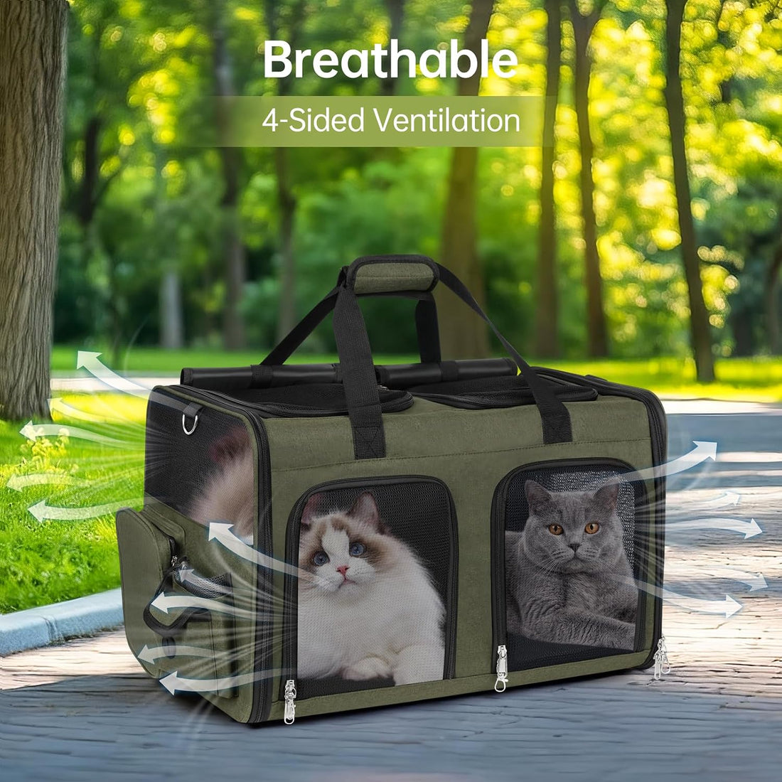 Cat Carrier for 2 Cats Double Pet Carrier Extra Large Green 2026