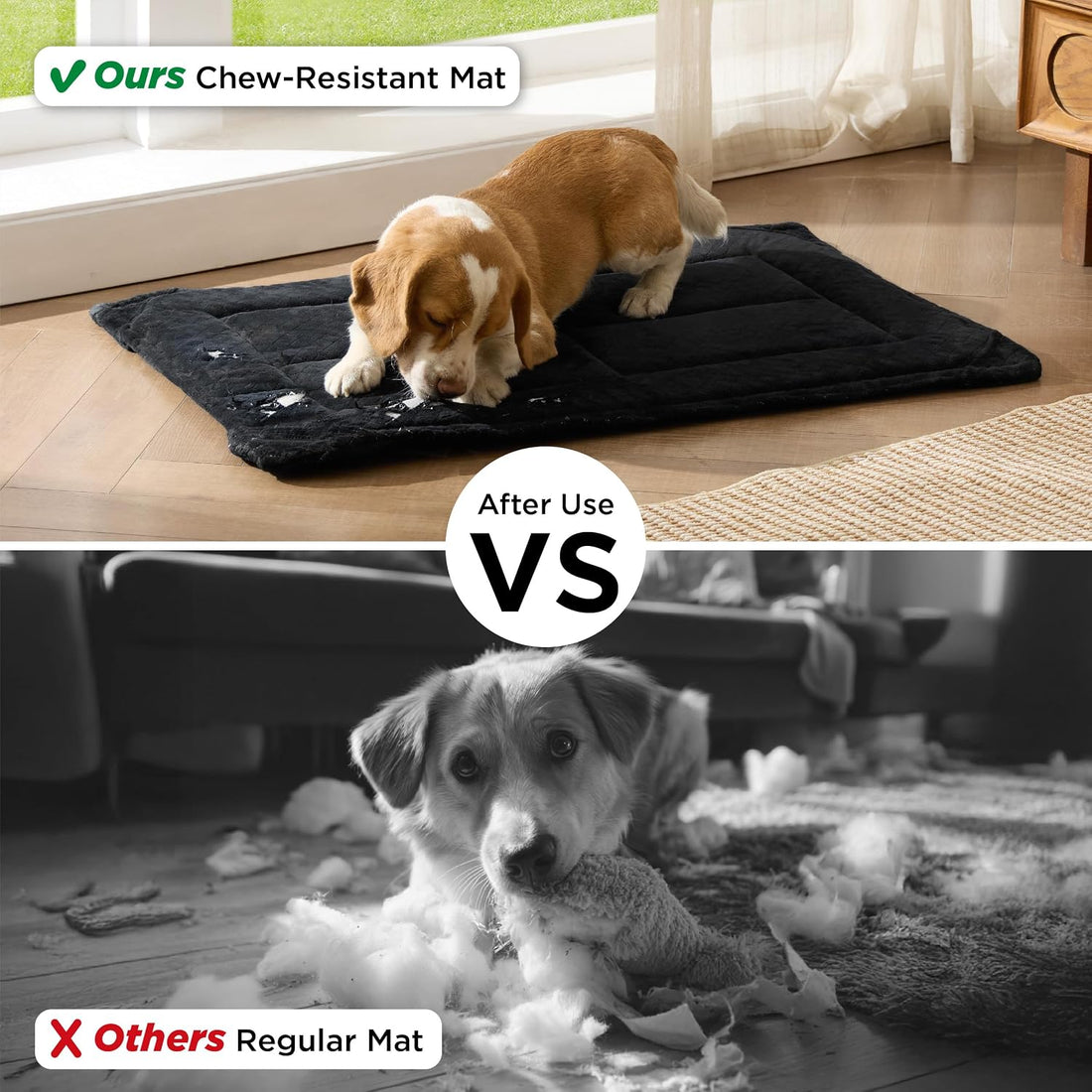 Bedsure Chew Proof Dog Bed for Large Dogs, 35x22 Inch, Black