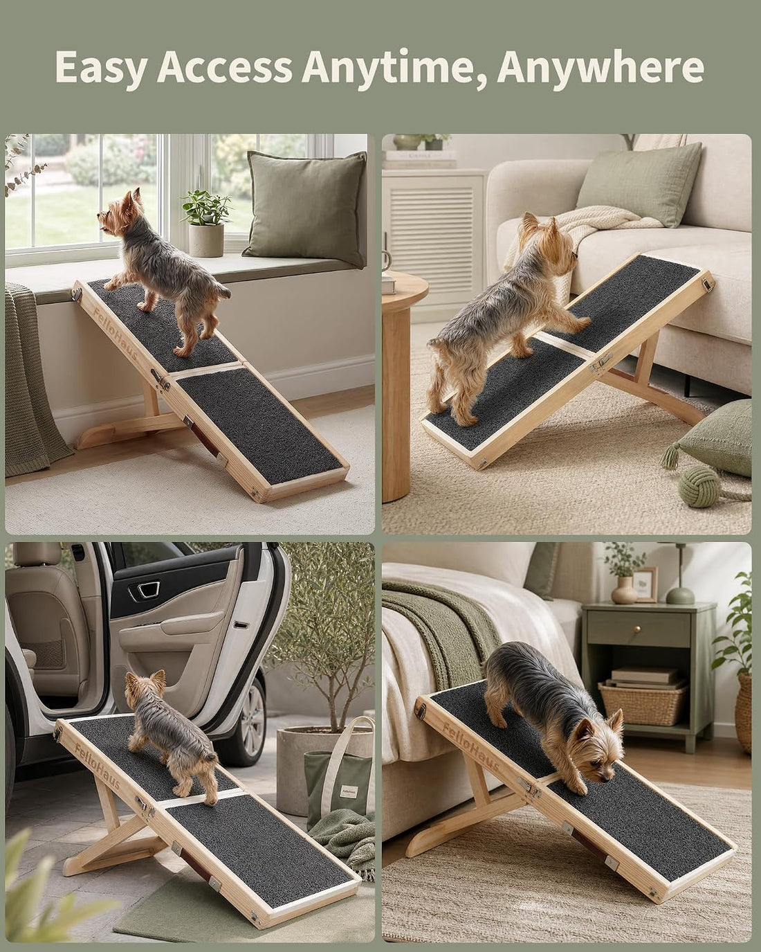Dog Ramp for Small Dogs, 5 Adjustable Heights, Upgraded Anti-Slip