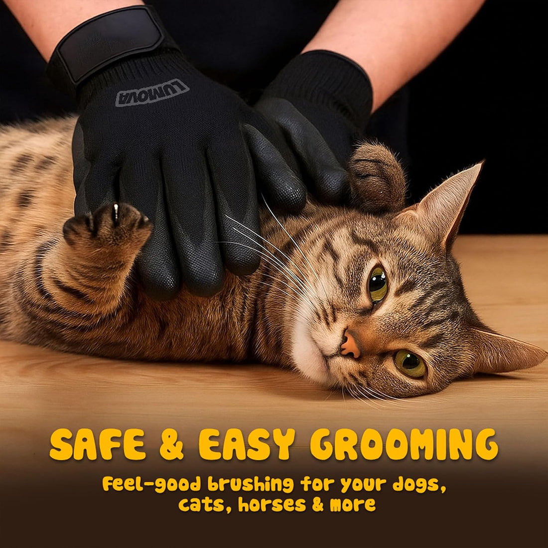 Pet Grooming Glove – Patented Rubber-Massage Shedding Bath & Hair