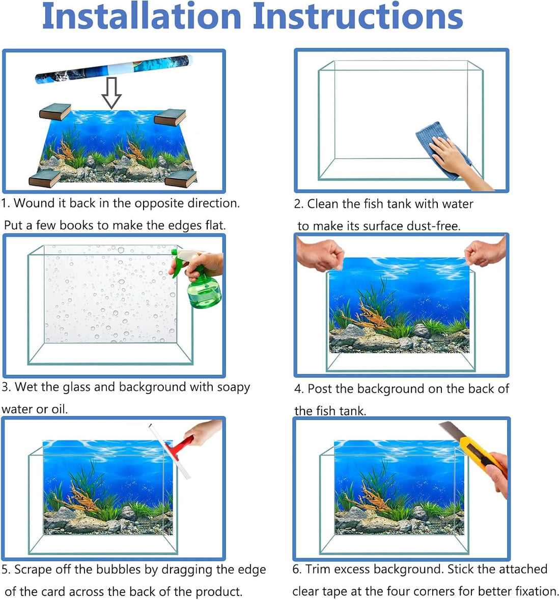 XCNO Aquarium Background Poster Fish Tank Wallpaper, Double-Sided
