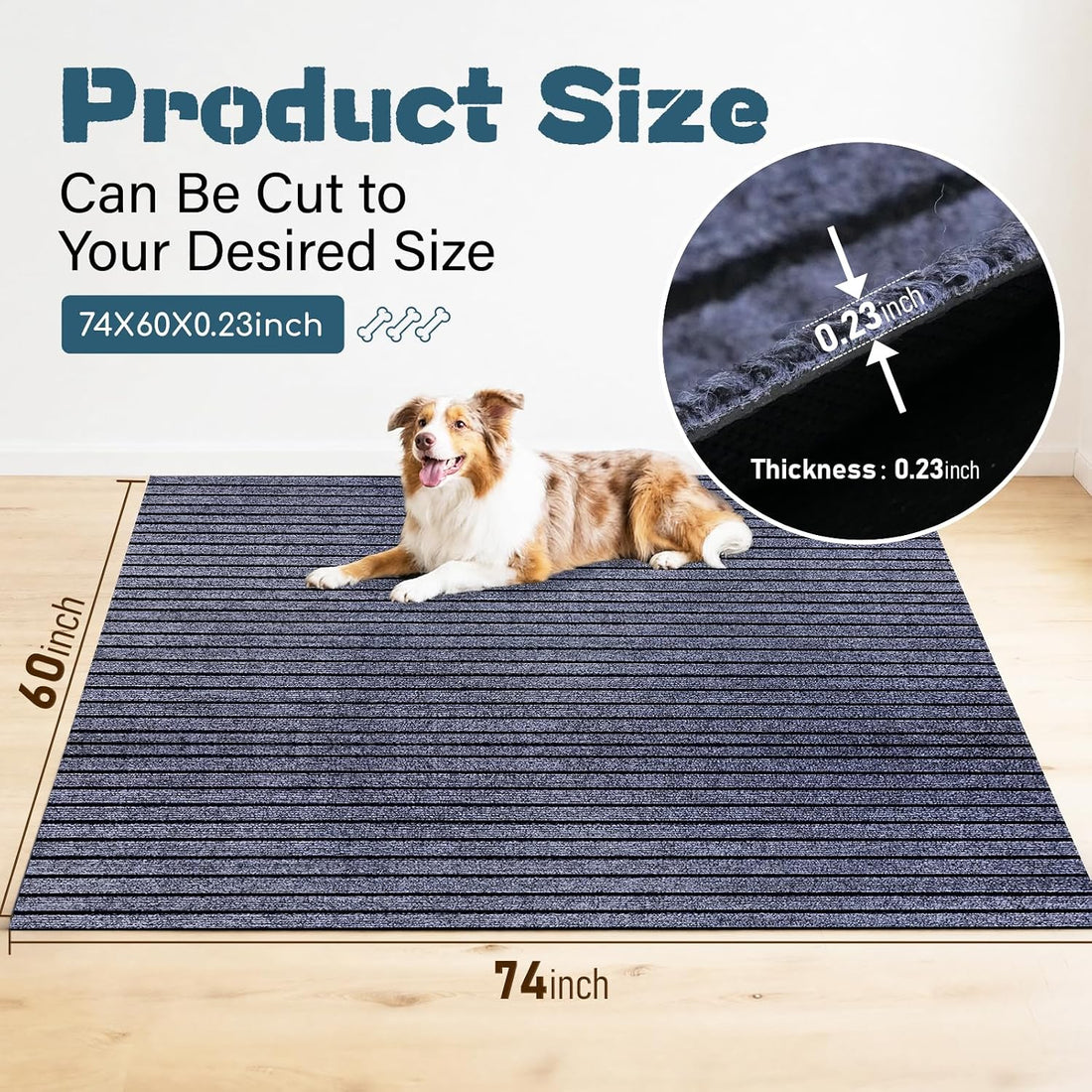 60"X 74" X 0.2'' Waterproof Mat for Under Dog Crate