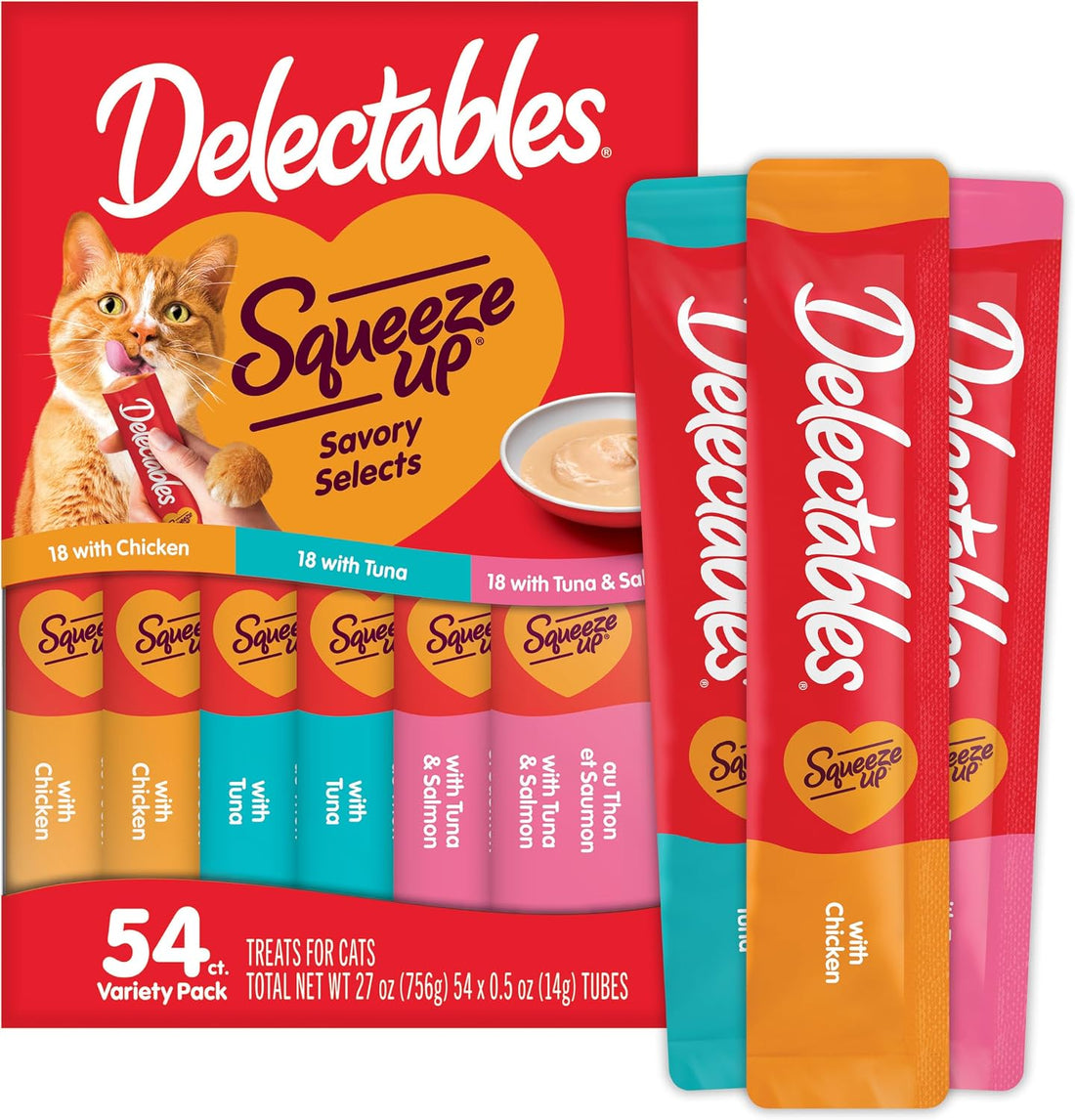 Delectables Squeeze Up Variety Pack, Creamy Lickable Wet Cat Treats