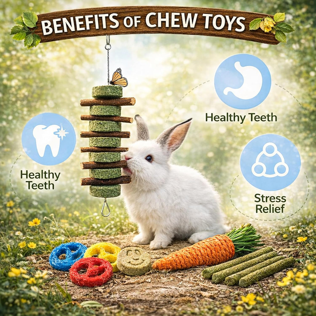 Grddaef 20 PCS Bunny Chew Toys for Teeth