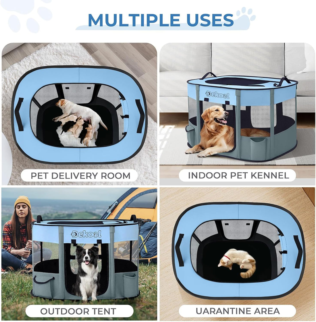 Foldable Pet Playpen, Portable Crate for Dogs & Cats