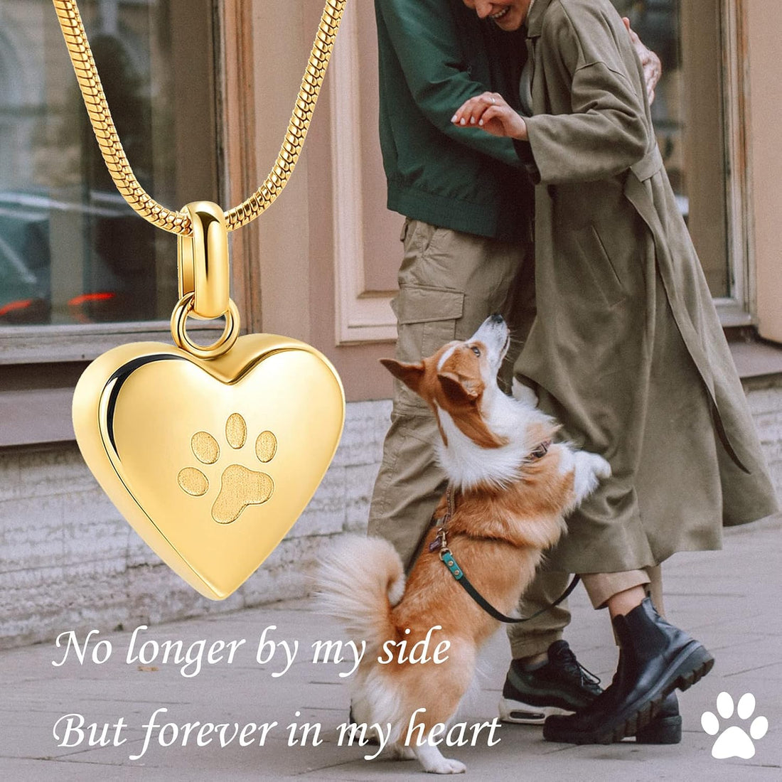 zeqingjw Pet Cremation Jewelry for Ashes Pendant Paw Print Pet Heart