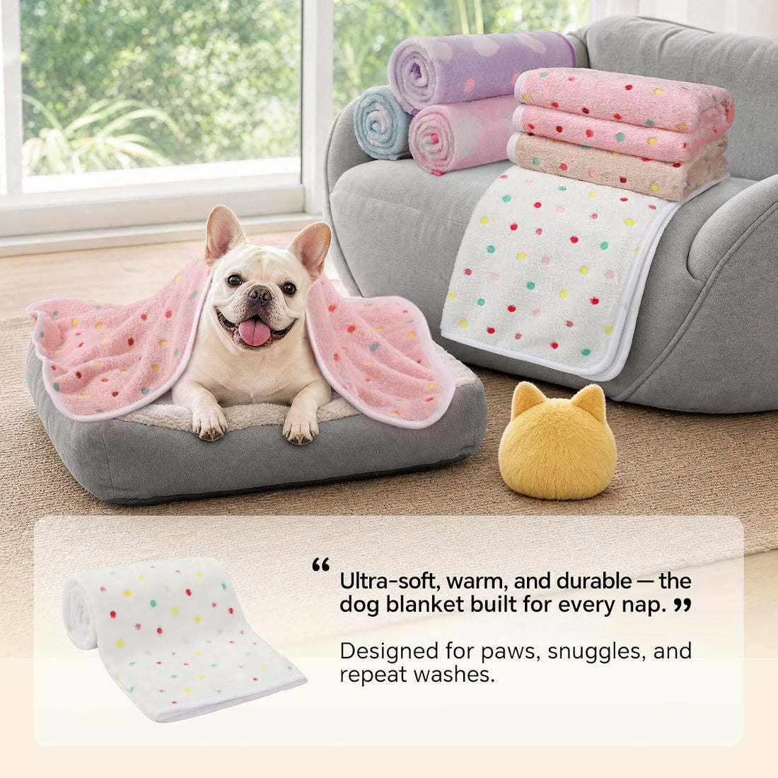 1 Pack 3 Blankets Super Soft Cute Dot Pattern Pet Blanket Flannel