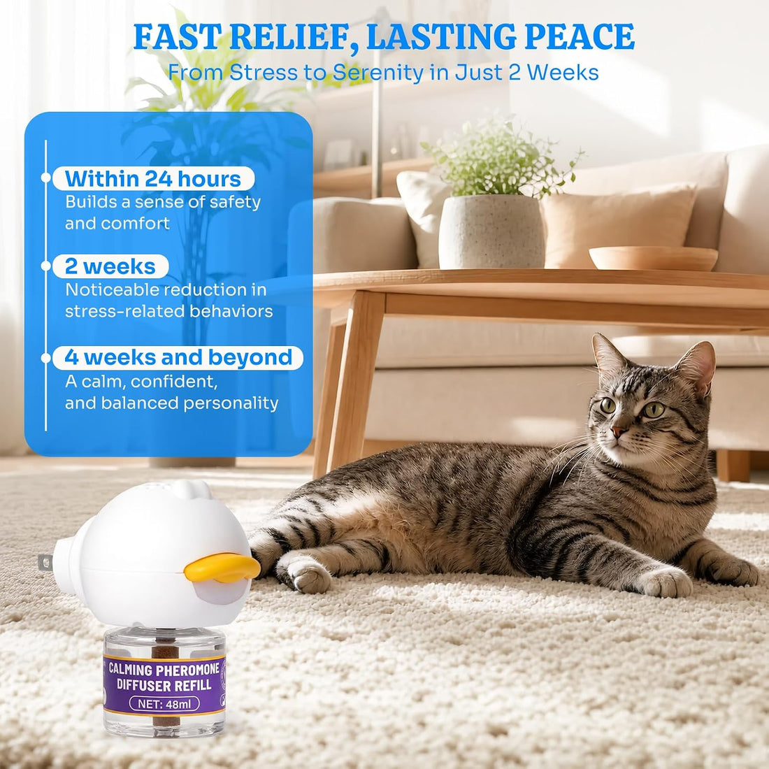 Cat Calming Diffuser, Premium Pheromone, 1 Plug-in+2 Refills