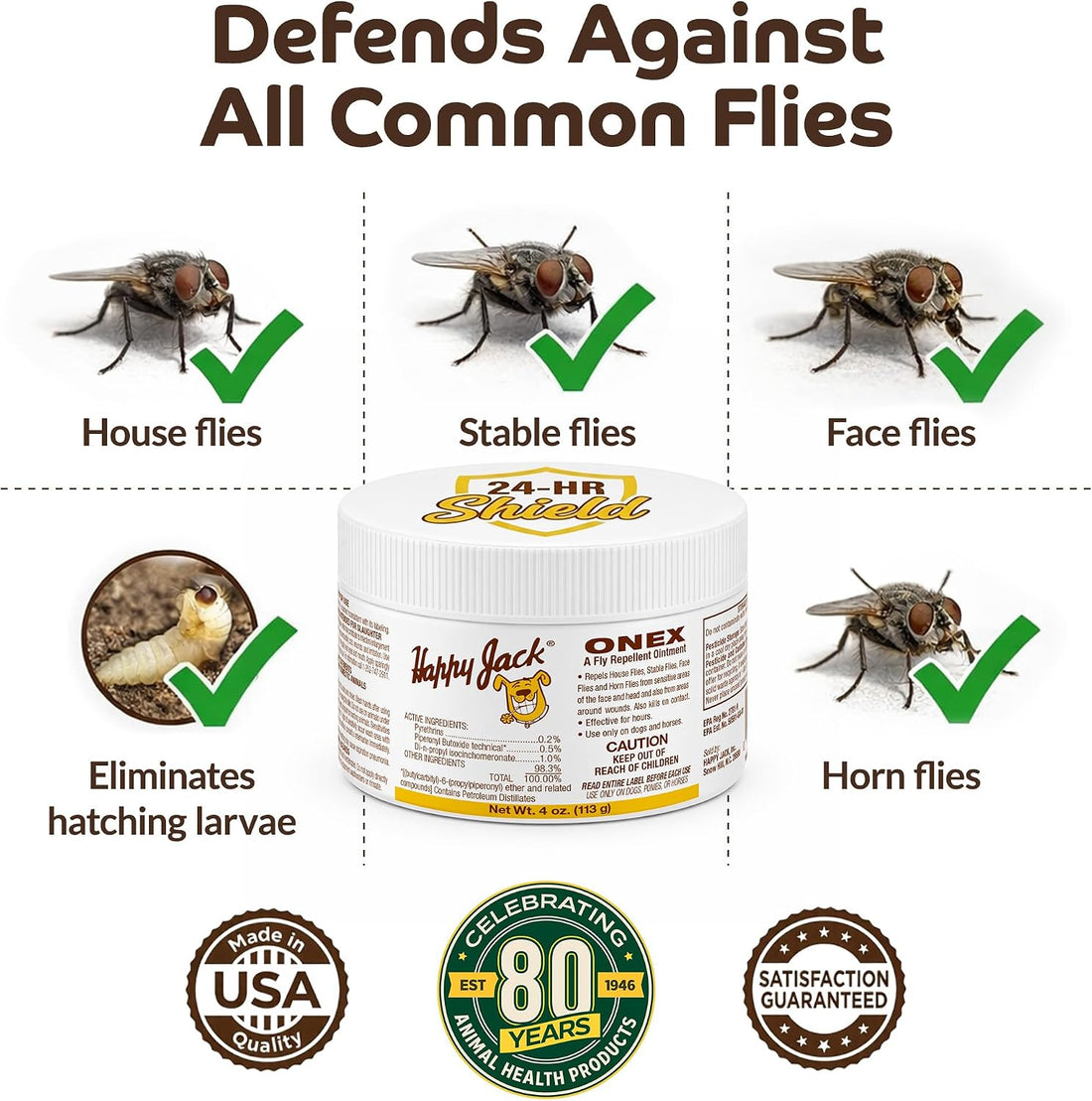 Happy Jack Onex Fly Repellent Ointment, 4 oz