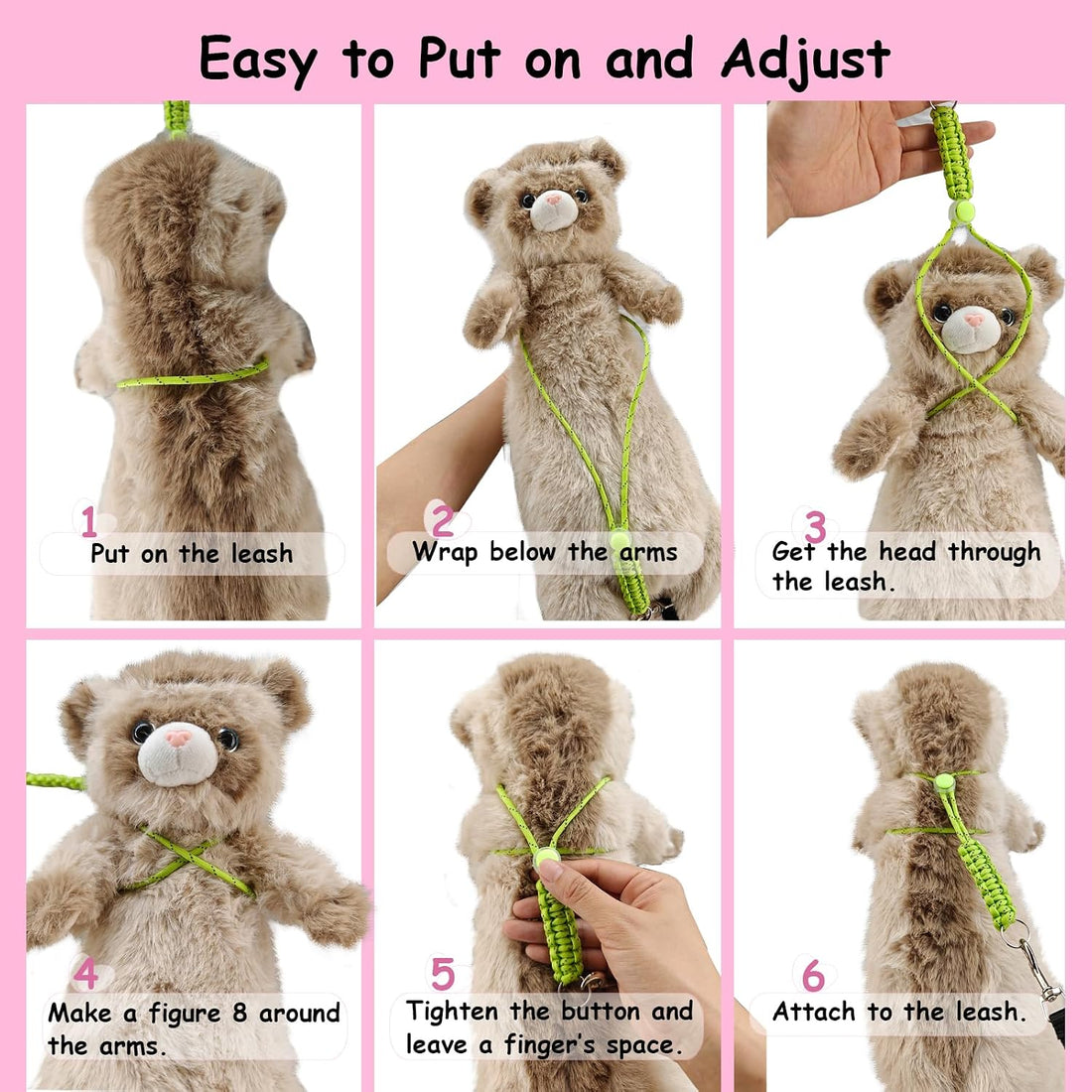 GOMICRAFT Handmade Figure 8 Harness and Leash for Ferrets/Guinea