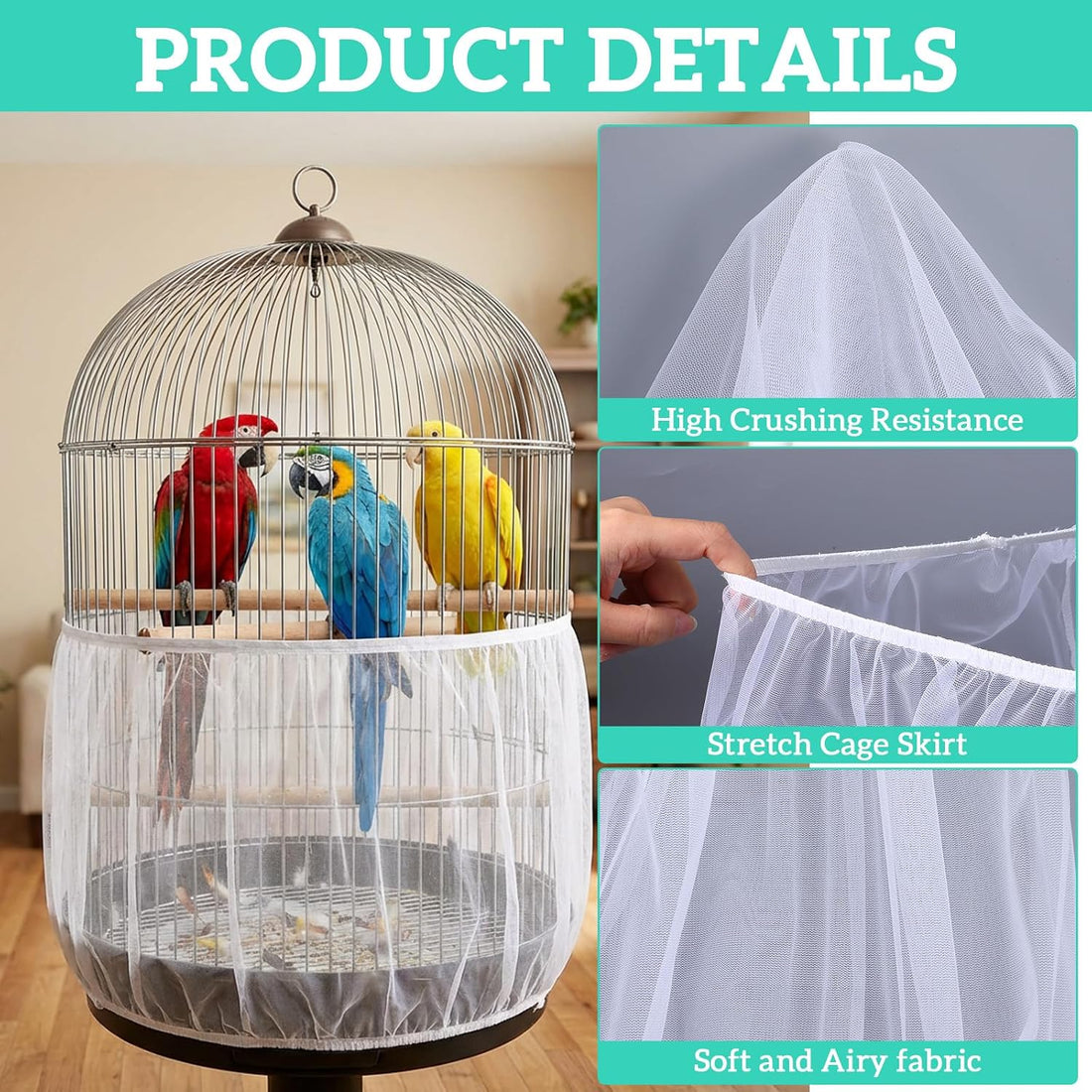 FNANJWQ 2 Pcs Bird Cage Cover Universal Bird Cage Seed Catcher