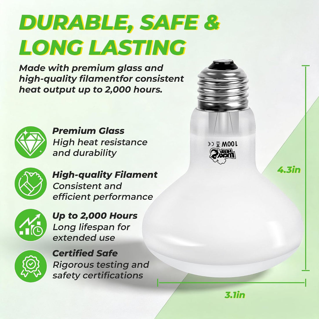 LUCKY HERP Reptile Heat Lamp Bulbs 100W
