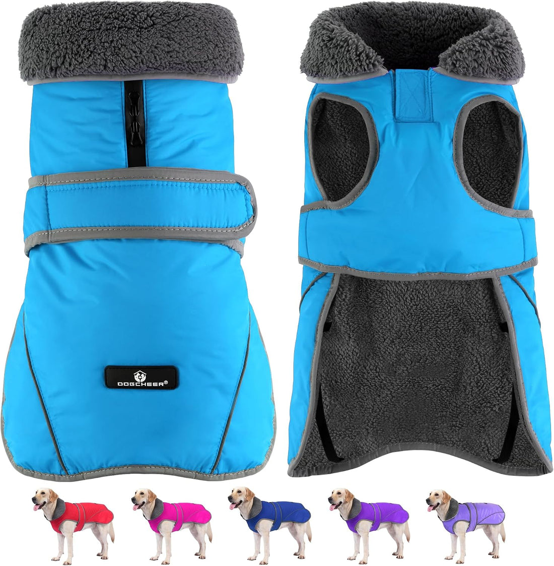 Dogcheer Dog Winter Coat, Waterproof Dog Jacket with Zipper Leash