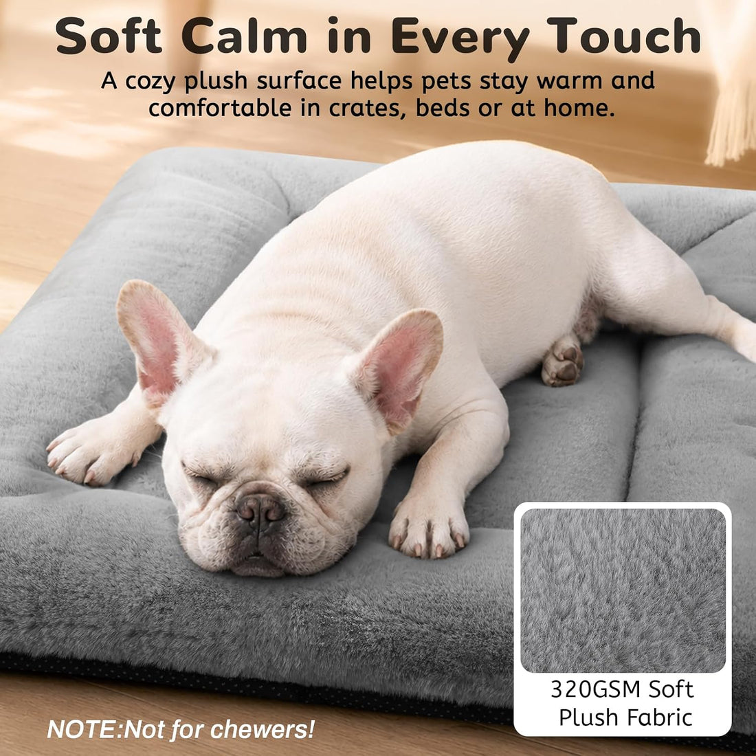 Dog Crate Pad, Washable Cozy Dog Bed Mat for Medium Dogs 36"x23", Gray