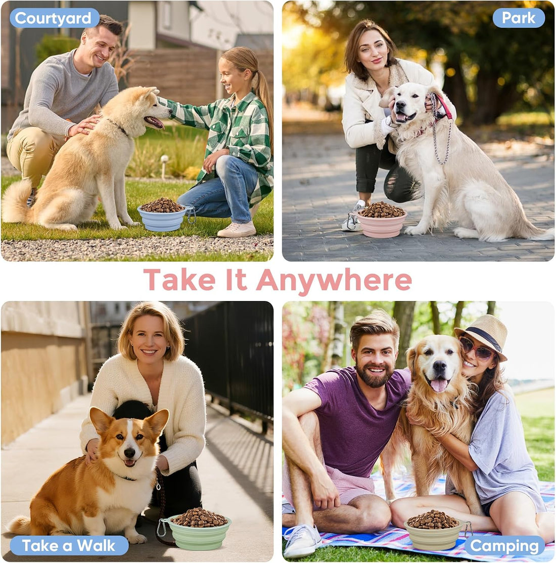 2-Pack Collapsible Dog Bowls