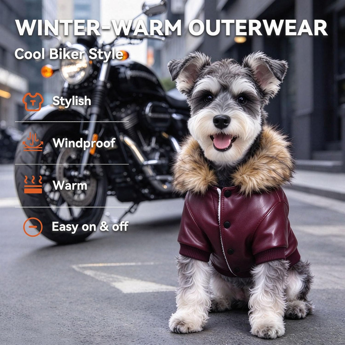 LESYPET Dog Leather Jacket for Small Dogs