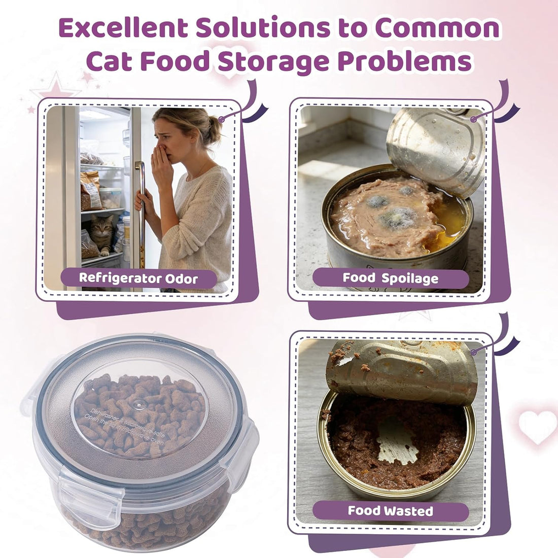 4Pack Cat Can Covers for 3 oz Canned Food Storage Container