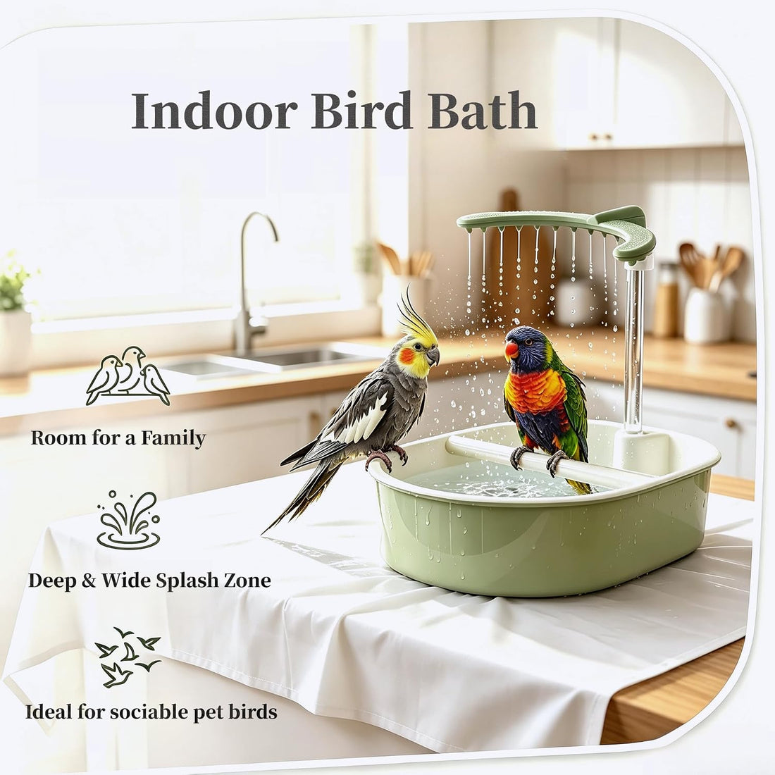 Automatic Circulating Water Parakeet Bath, Parrot Bath Bowl